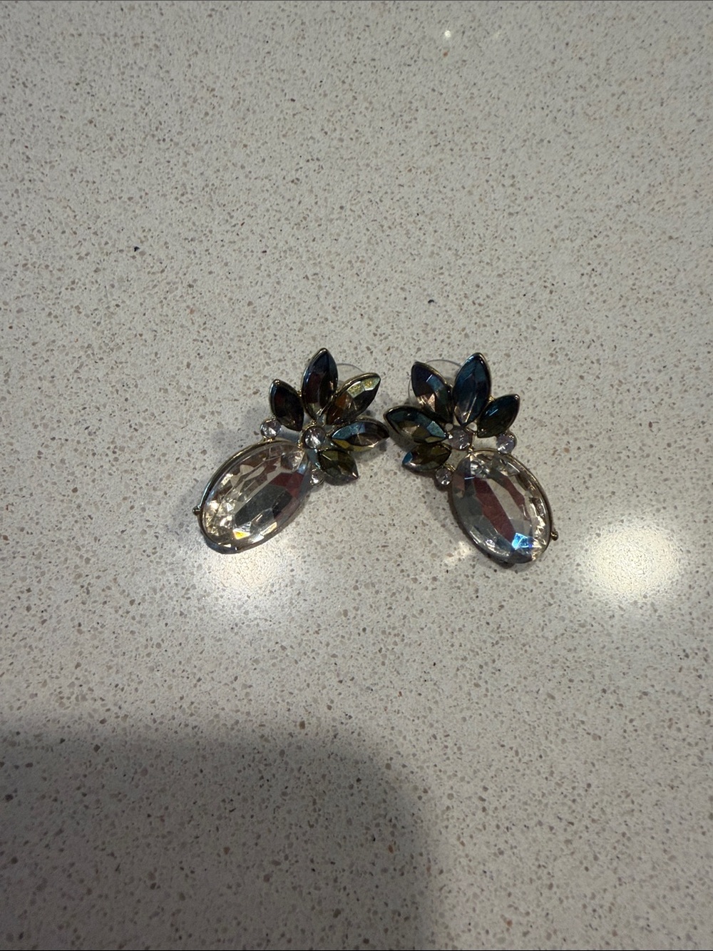 Lane Bryant Clear Teardrop Earrings with Multicolor Marquise Accents